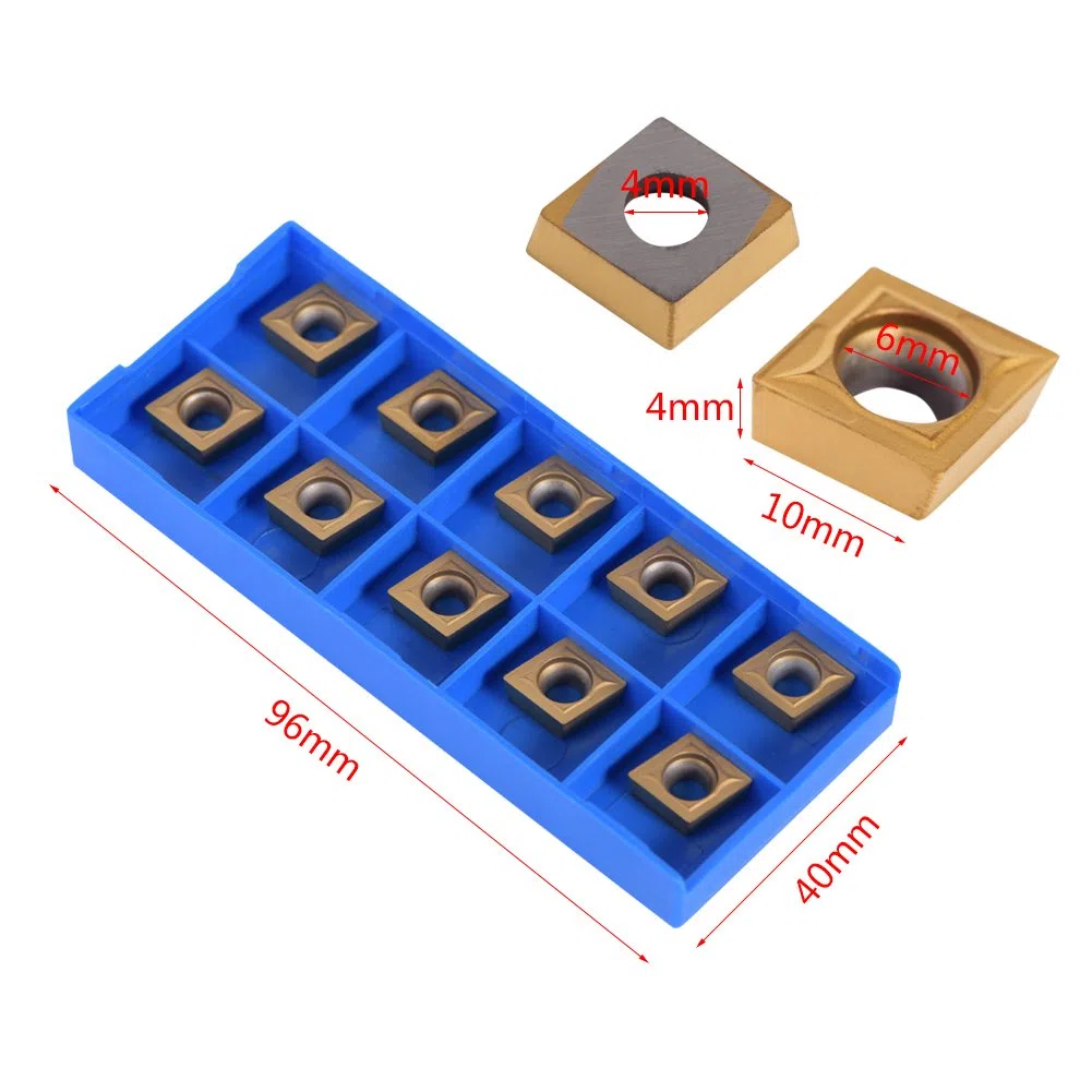 Insertos de Carburo de Torno, 10 Piezas CNC Insertos de Puntas de Carburo Cortador de Cuchillas Insertos de Fresado Herramienta de Torneado de Torno con Caja de Almacenamiento para Procesamiento de Ac