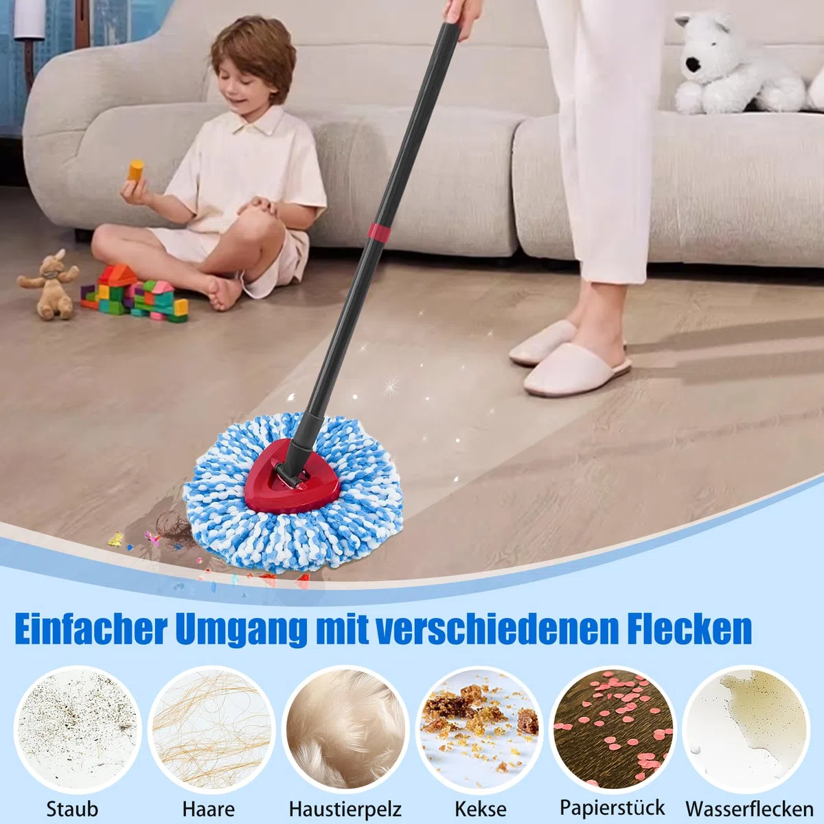 6 cabezales de repuesto para fregona Vileda H2Pro, de microfibra, lavable a máquina y reutilizable, cabezal de microfibra duradero para todos los suelos