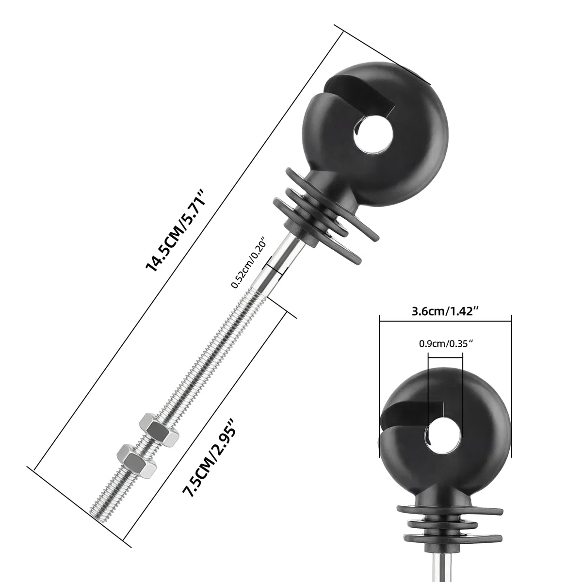 25 Piezas Aisladores de Anillo con Tuercas, Aislador para Madera, Cuerda, Valla Pasto y Valla Eléctrica, Longitud Total 145 mm