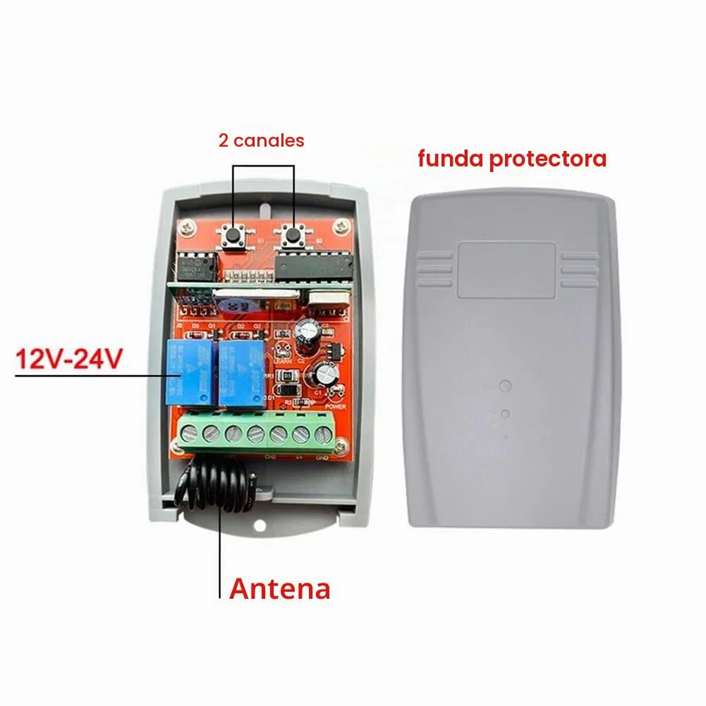 Receptor Universal de Mando a Distancia para Puerta de Garaje 433 MHz 12 V-24 V, Apertura Eléctrica 433,92 MHz, Código de Aprendizaje Rodante