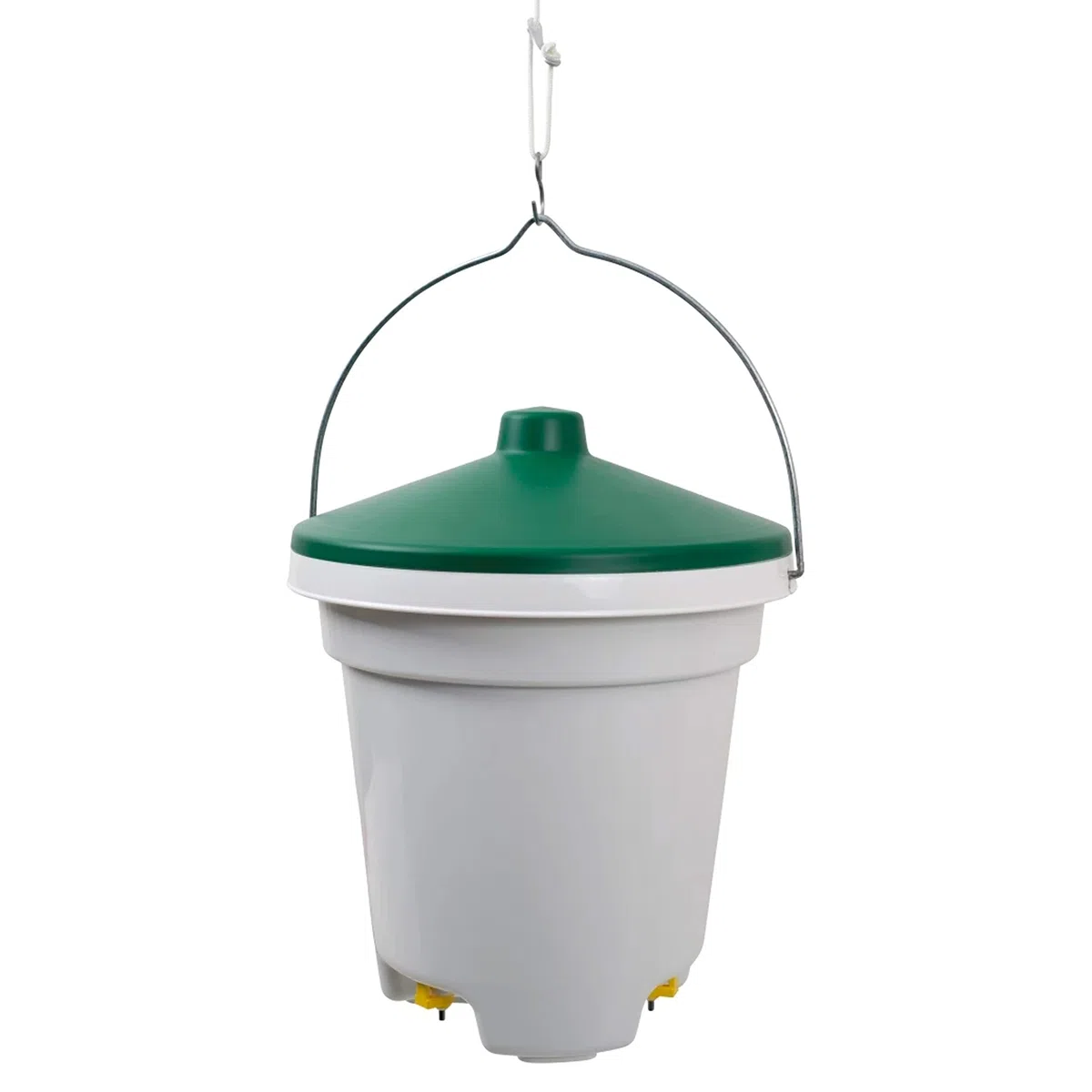 Bebedero para Gallinas con Chupetes - Capacidad 12 litros - Bebedero con 3 Tetillas para Aves de Corral - Incluye Cuerda y Gancho para Colgar