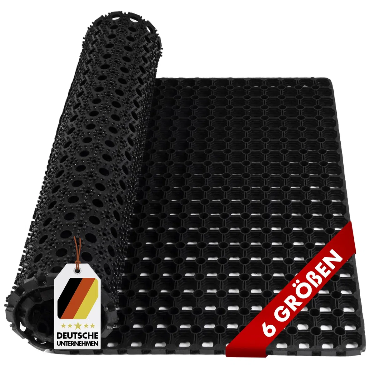 etm Esterilla de goma profesional para anillos de entrada, exterior e interior, con estructura de goma resistente para anillas, tamaño a elegir (80 x 120 cm, 23 mm)