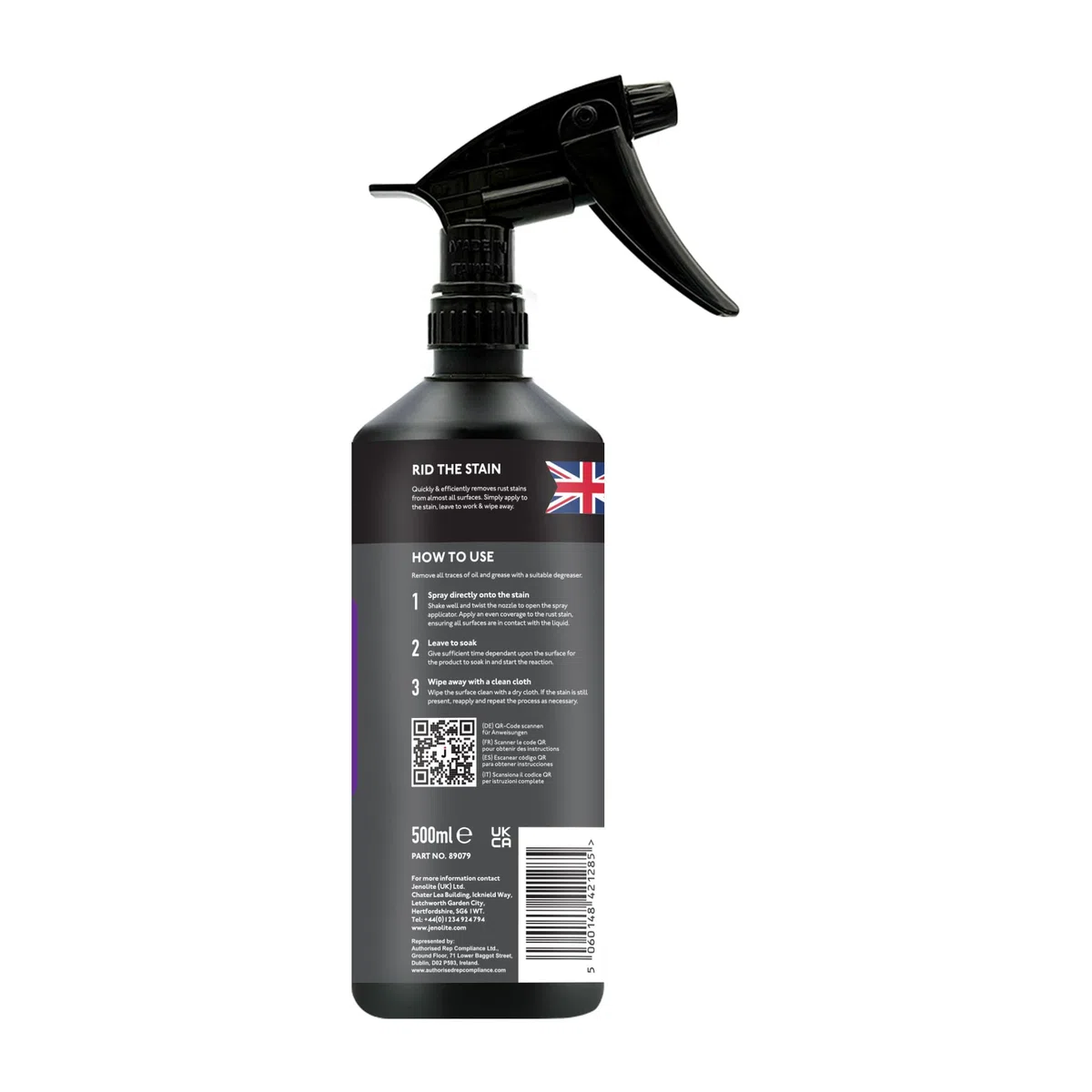 JENOLITE Removedor de manchas de óxido, simplemente rociar y limpiar con un paño, 500 ml