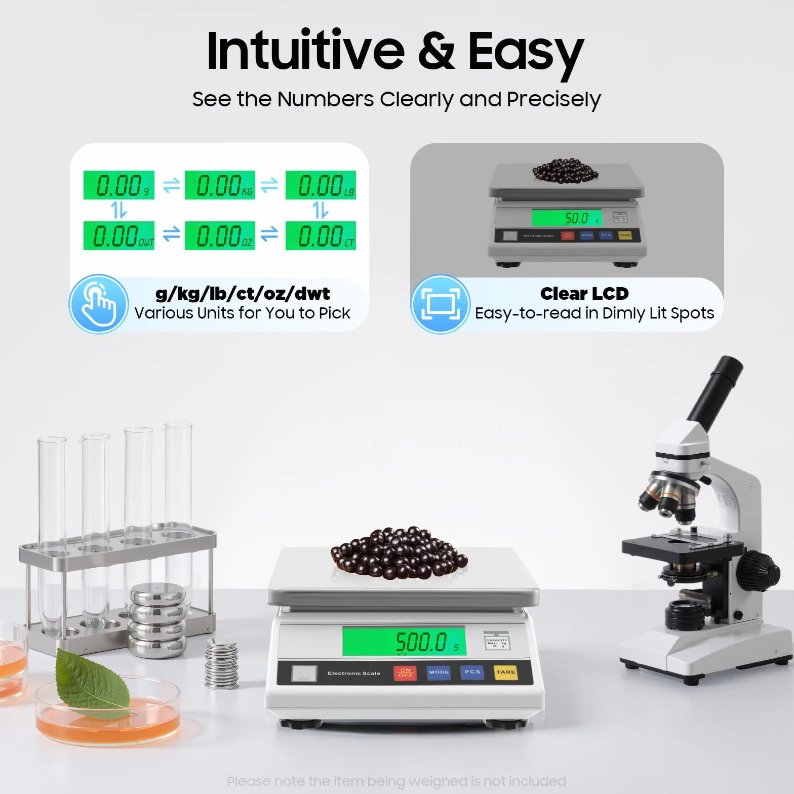 Báscula de Precisión Digital para Análisis de Laboratorio, Báscula Electrónica para Joyas, Calibración de 7500 g/0,1 g