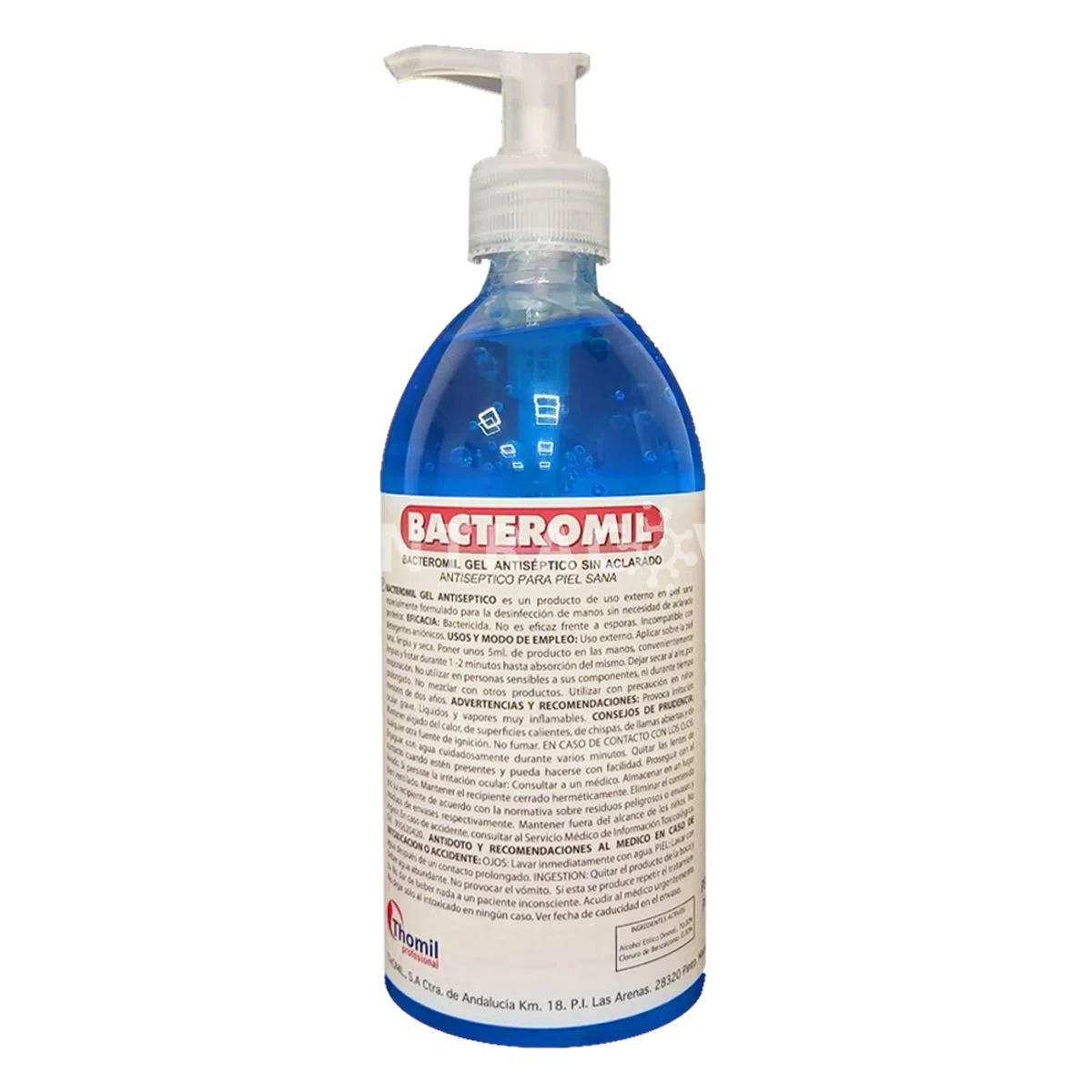 GEL HIGIENE DE MANOS SIN ACLARADO BACTEROMIL PACK 8 u X 500 ML C/BOMBA DOSIFICADORA