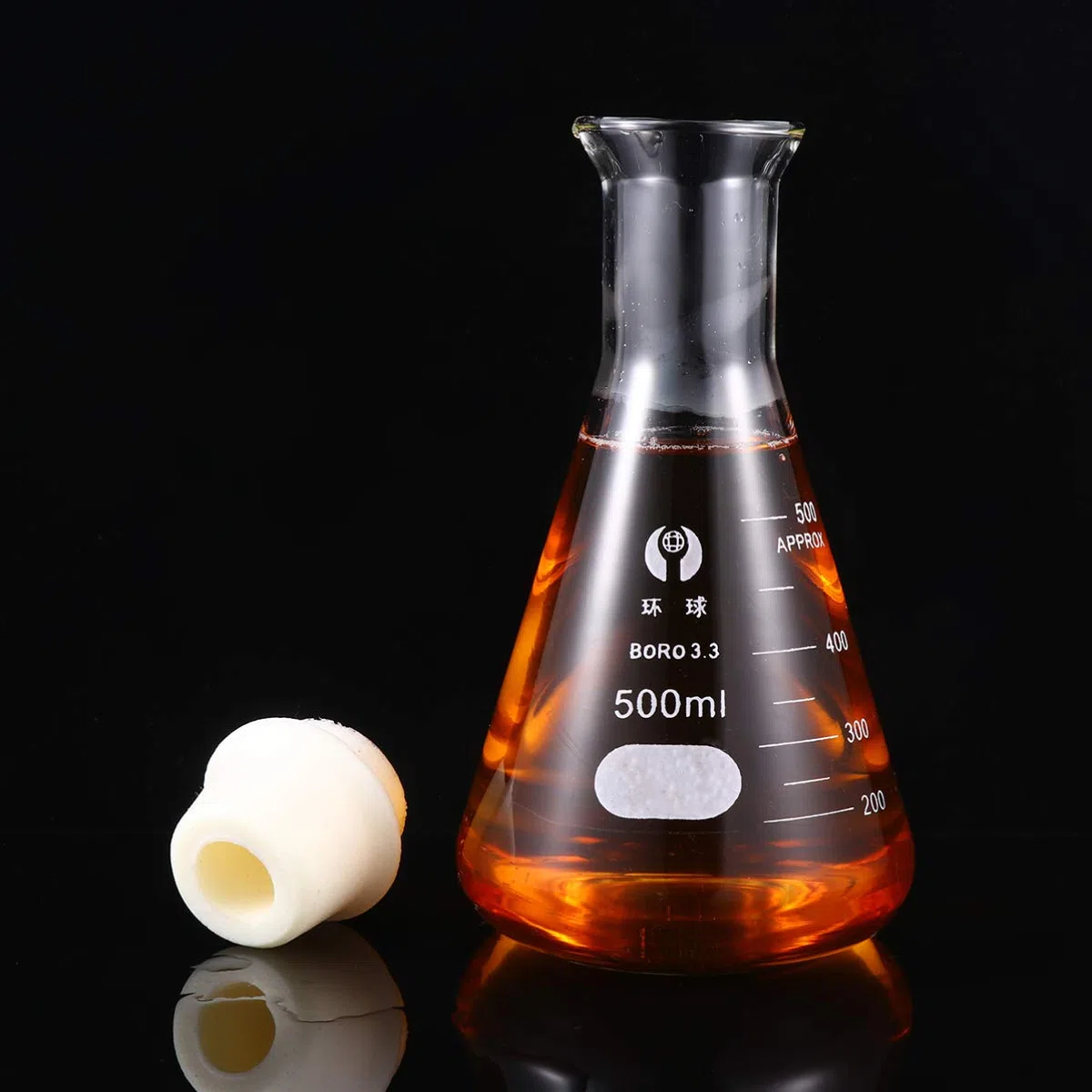UKCOCO 1 Pc Matraz De Vidrio Juego De Matraces Matraz Erlenmeyer 500ml Matraz Triangular De Vidrio Con Tapón Matraz Cónico Para Química Traje Boca Ancha Dosis De