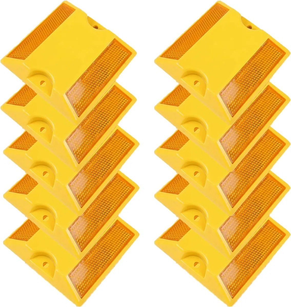 10 marcadores de pavimento reflectores de carretera, 10 x 10 cm, marcadores de perno de asfalto y pavimento para baches de velocidad, autopistas y calzadas, cruces peatonales, aceras