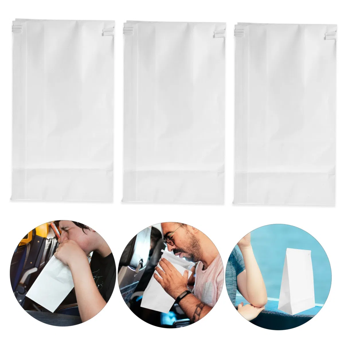 CHILDWEET 25pcs Bolsa de vómito de Viaje náuseas vómitos Bolsas de Hospital Coche portátil Papel de Embalaje Gafas Bolsas Emesis Bolsa médica Vuelo Cubo vómito avión niño