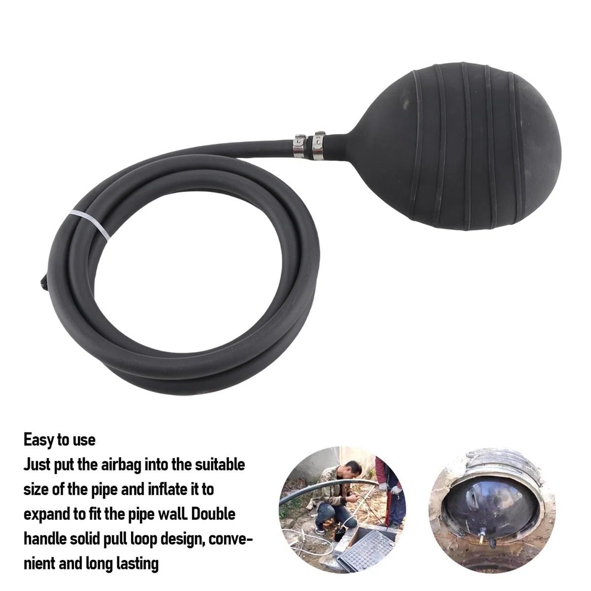 Tapón de Tubería Inflable, Tapón de Globo de Tapón de Tubería Inflable, Airbag con Cierre de Agua, Airbag de Prueba de Agua Cerrado para Mantenimiento de Tuberías (110mm)