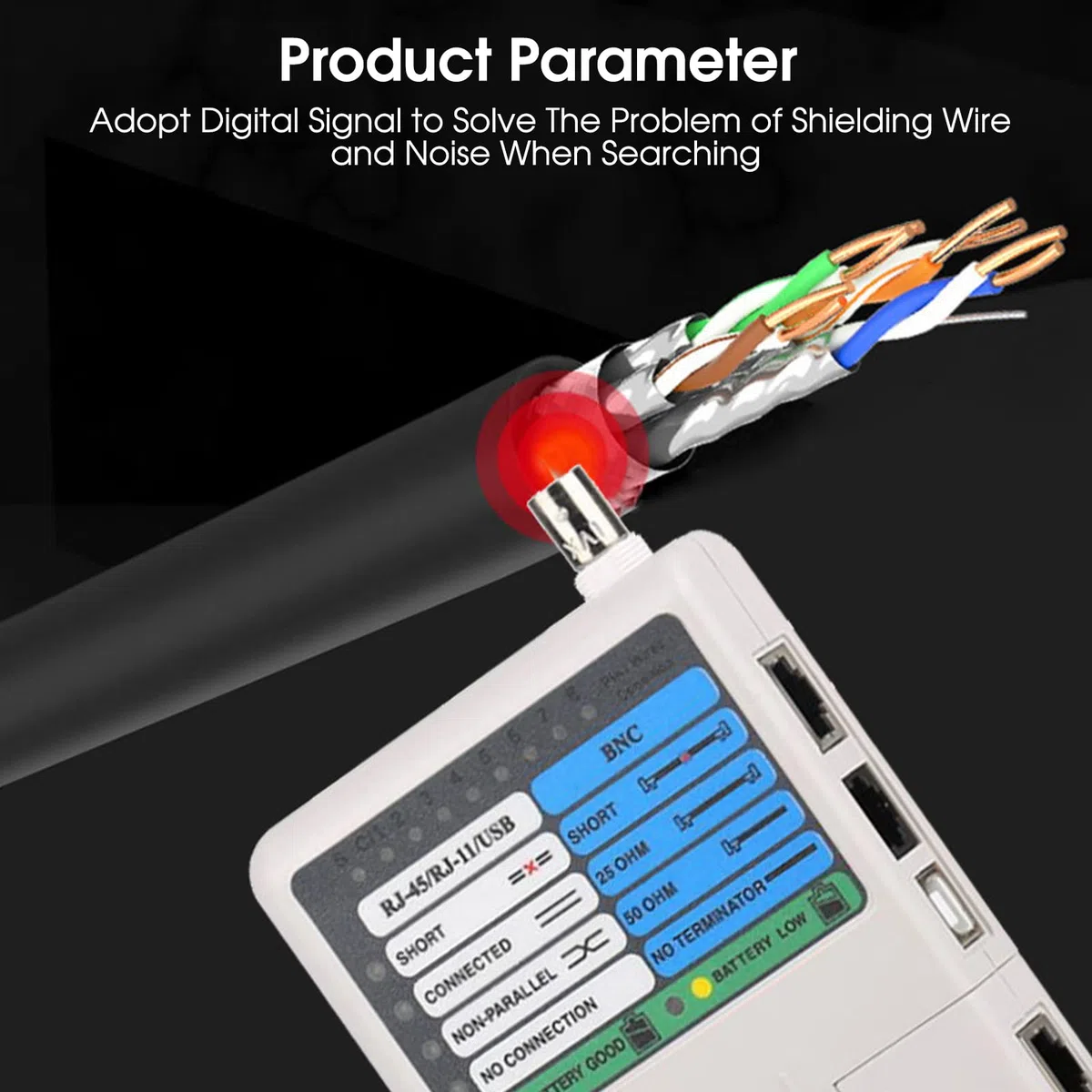 RJ11 RJ45 USB BNC 4 en 1 Probador de Cable de Red LAN Portátil para UTP STP Cables Tracker