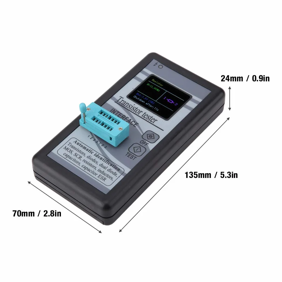 Probador de Transistores M328 Digital 0,5 A 50mΩ Probador de Componentes Multifuncional, Kit Electrónico de Pantalla LCD Para Capacitancia de Resistencia