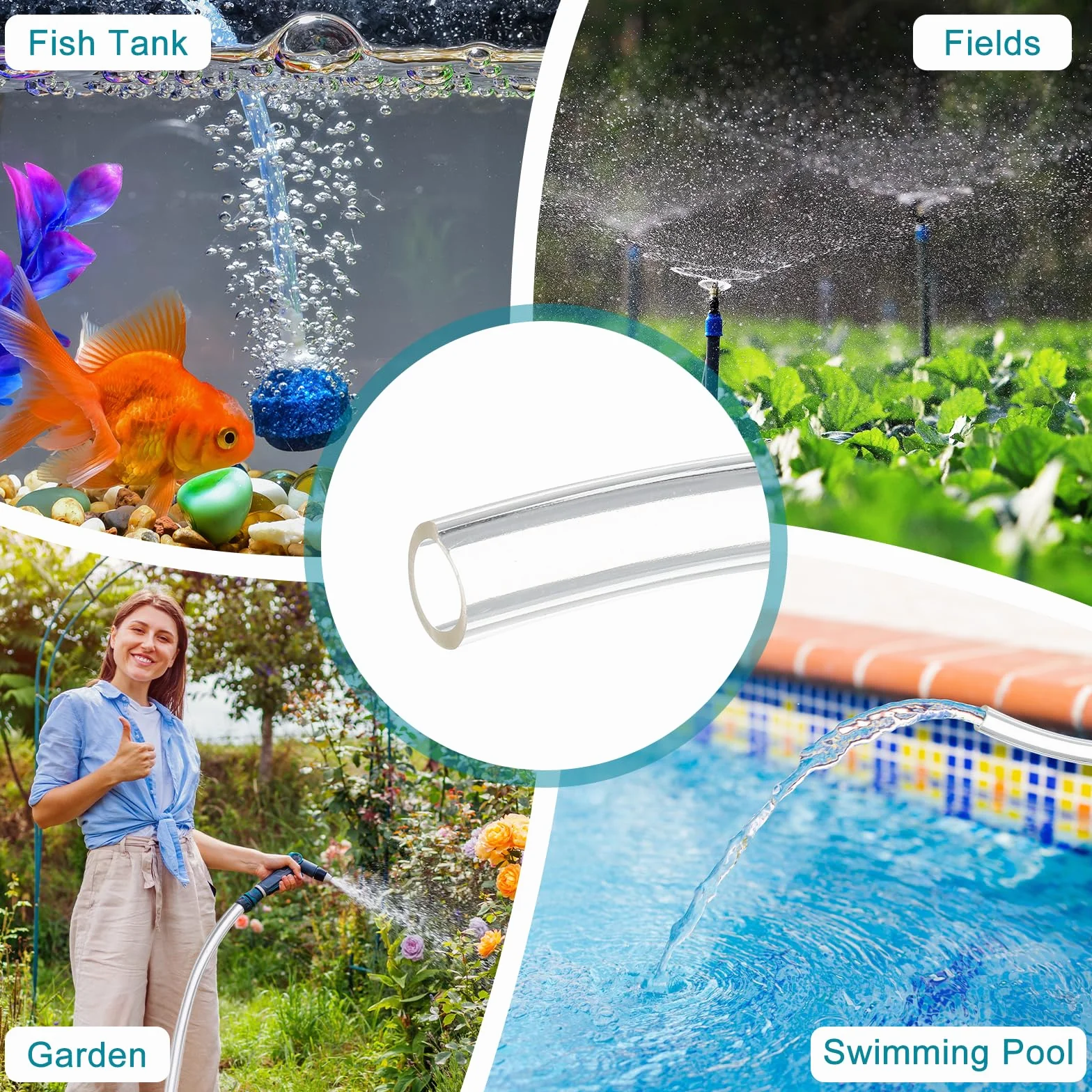 QUARKZMAN Manguera Transparente PVC 38mm ID x 44mm OD Tubo transparente flexible, 1.2Metros tubo pvc plástico de transferencia de agua aceite aire para Tanque y Acuario