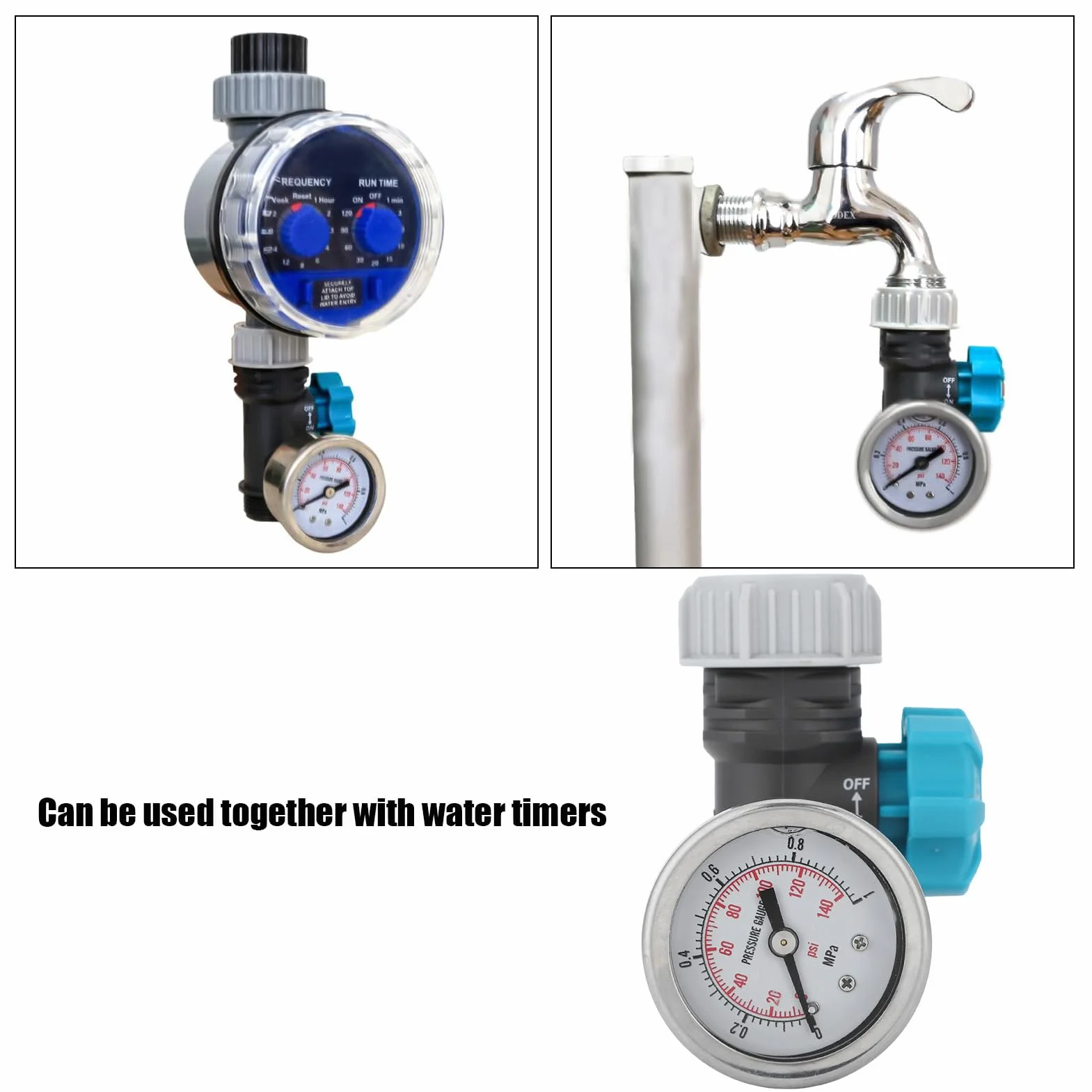 Ejoyous Reductor de Presión para Grifo, Manómetro de Agua de 3/4 Pulgadas G3, Reductor de Presión de Agua, Regulador de Presión de Agua, Válvula Reguladora de Presión con Medidor de