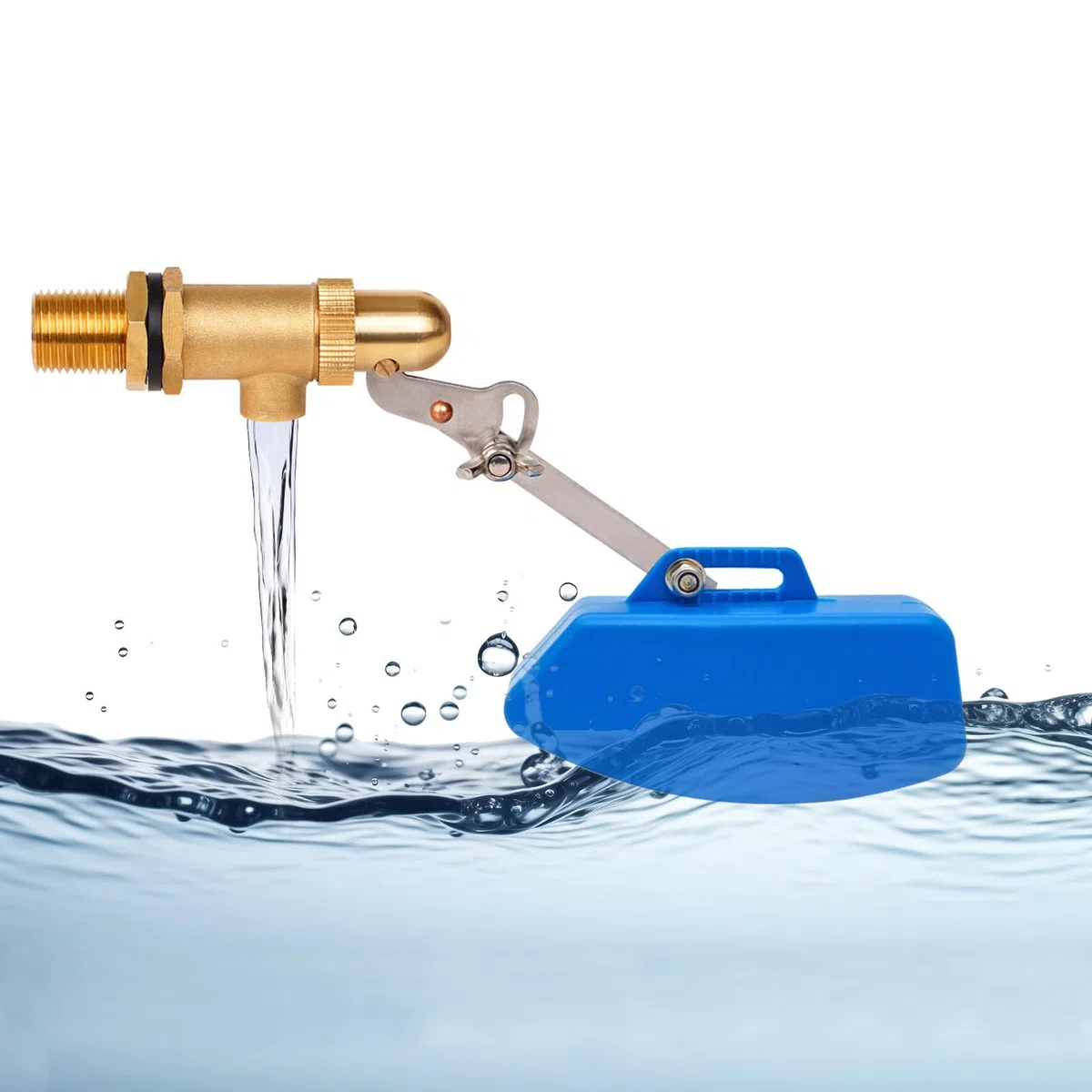 Válvula De Agua De Latón De 1/2 Pulgada, Válvula De Flotador Automática Para Piscinas, Cisternas, Cubos, Bebederos para animales, Azul