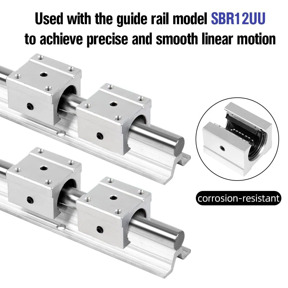 4 Piezas Rodamiento Lineal Bolas 16mm Casquillo Deslizante Abierto Bloqueo Rodamiento Lineal SBR16UU para Guías Lineales, Routers CNC, Impresoras 3D y Fresadoras