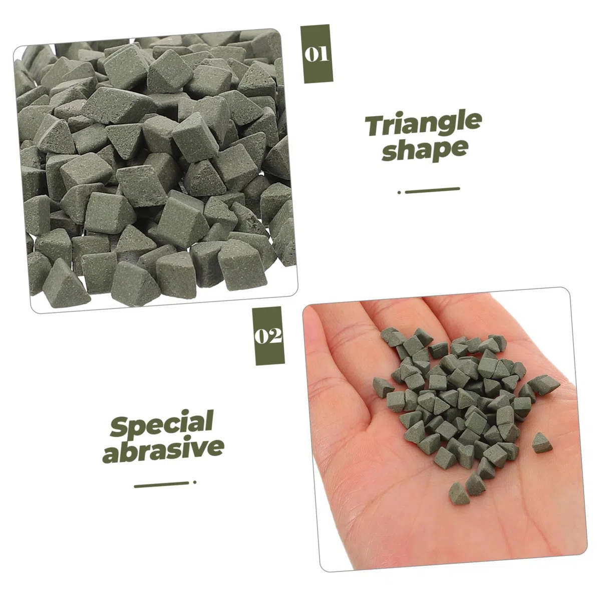 Medios Abrasivos Triangulares para Pulidoras Vibratorias, Abrasivo para Pulido Rápido y Pulido de Bricolaje, Paquete de 450 G para Pulir Piedras, Cerámica y Minerales en Trabajos