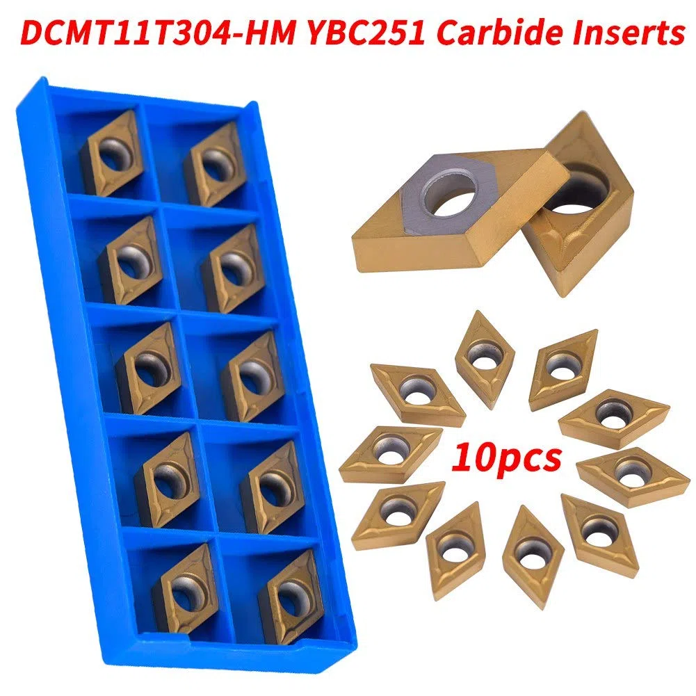 10 Piezas de Insertos de Torno de Carburo CNC DCMT Insertos de Torneado Herramientas de Torneado de Torno con Caja