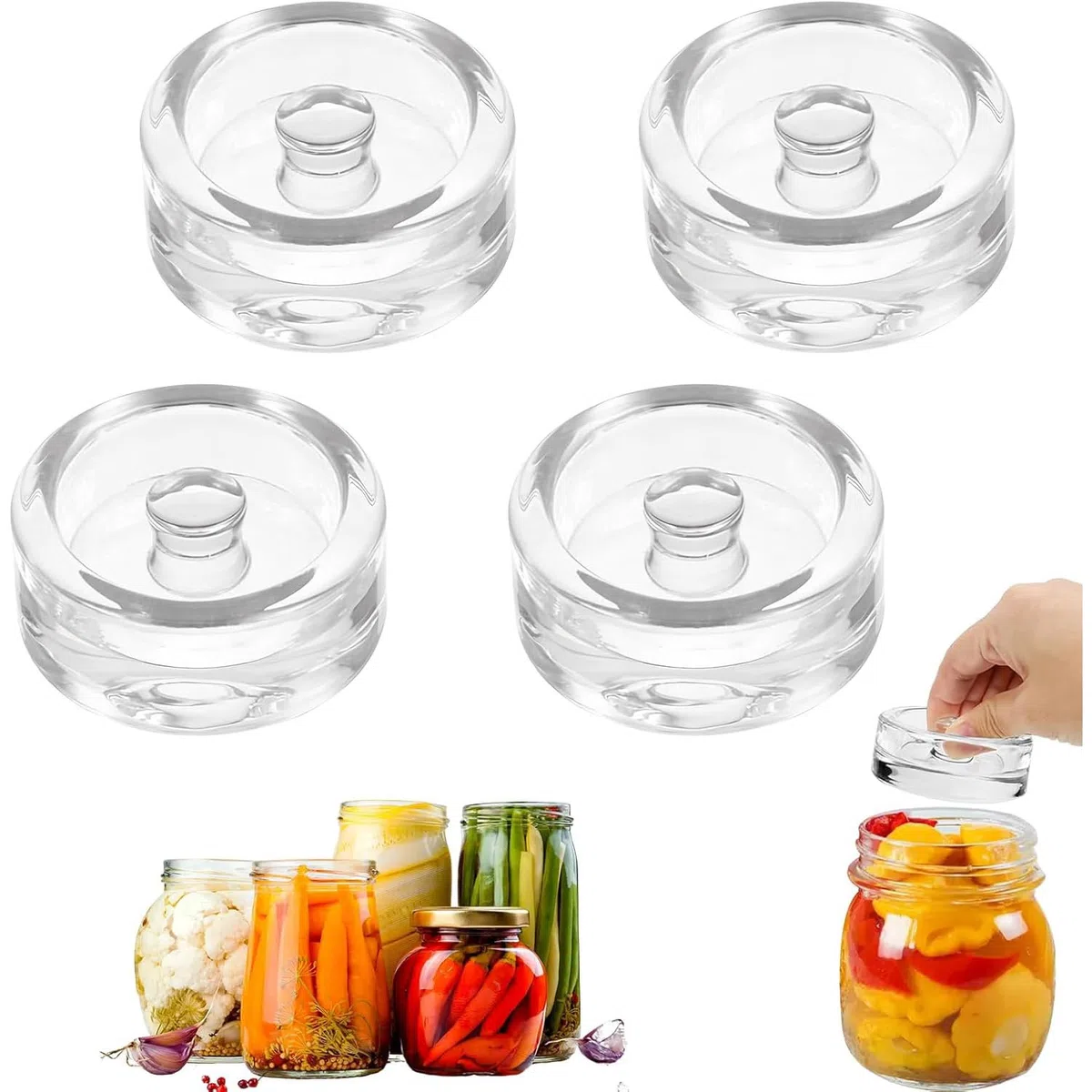 4 Piezas Pesas De Fermentación, Fermentación De Vidrio 7cm, Pesas para Tarros De Conserva, Se USA para Fermentar Kimchi De Chucrut, Adecuado para Latas De Kimchi De Gran Calibre