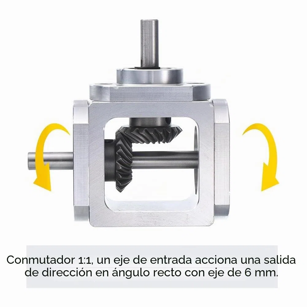 Gear-Box - Caja de engranajes cónica de ángulo recto de 90 grados, eje de salida única 1:1, 1 módulo, engranaje cónico de 20 dientes, marco de aluminio
