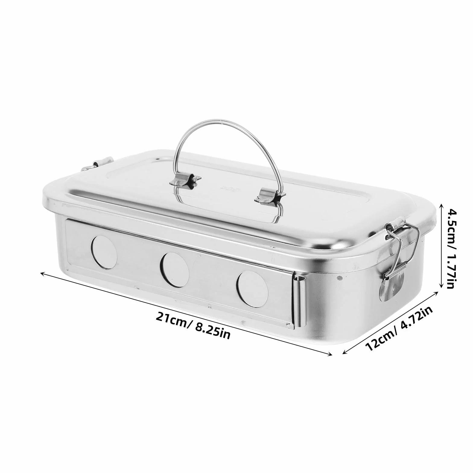 Didiseaon Bandeja de Acero Inoxidable 304 de 20 Cm con Tapa y Orificios, Caja de Esterilización para Instrumental y Médico, Bandeja de Herramientas para Control de Infecciones
