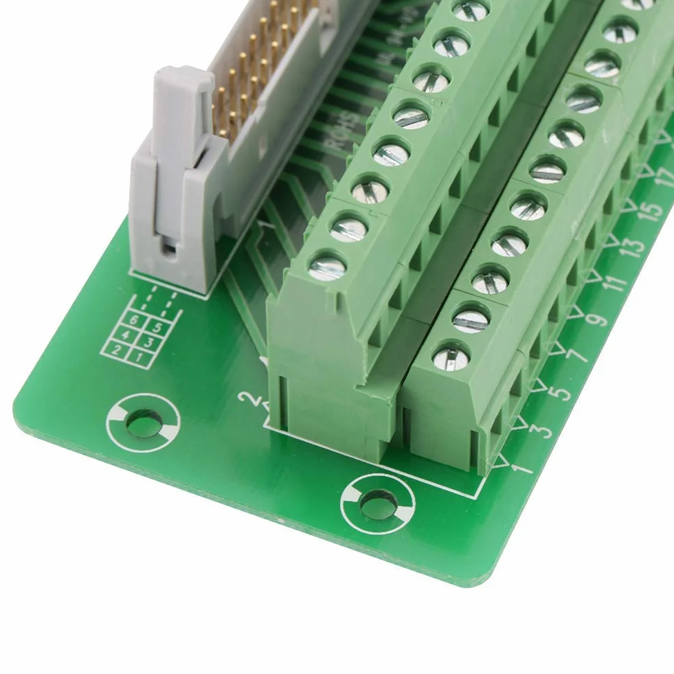 Idc34P Interfaz De Plc Conector Bloque De Terminales Tablero Desbloqueo Encabezado Masculino 34 Pines Con Soporte Pcb Para Automatización Industrial
