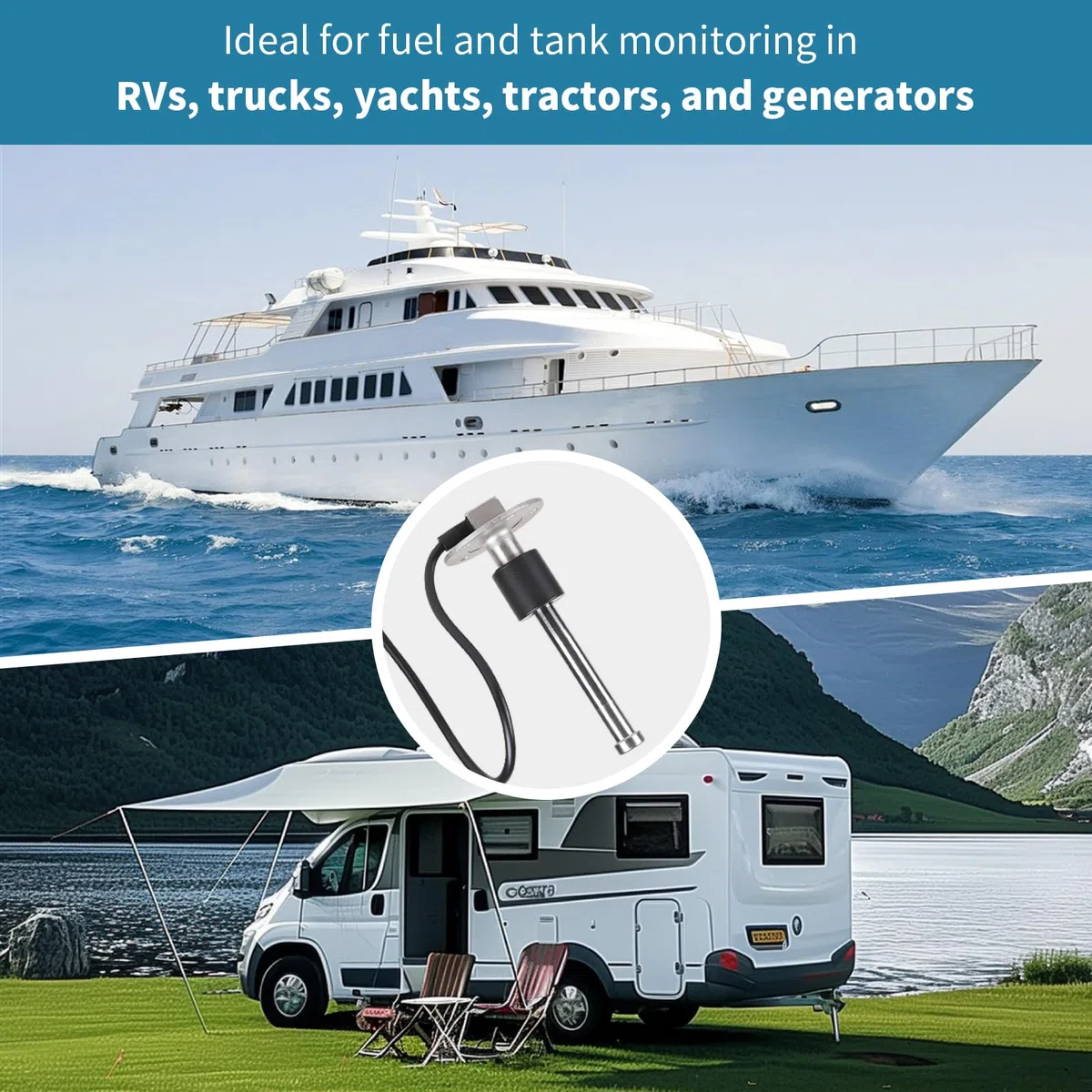 CPROSP Sensor de Nivel de Combustible 200mm, 0-190 ohmios Sensores de Nivel de Agua de Combustible, para Coche, Barco, Caravana, yates