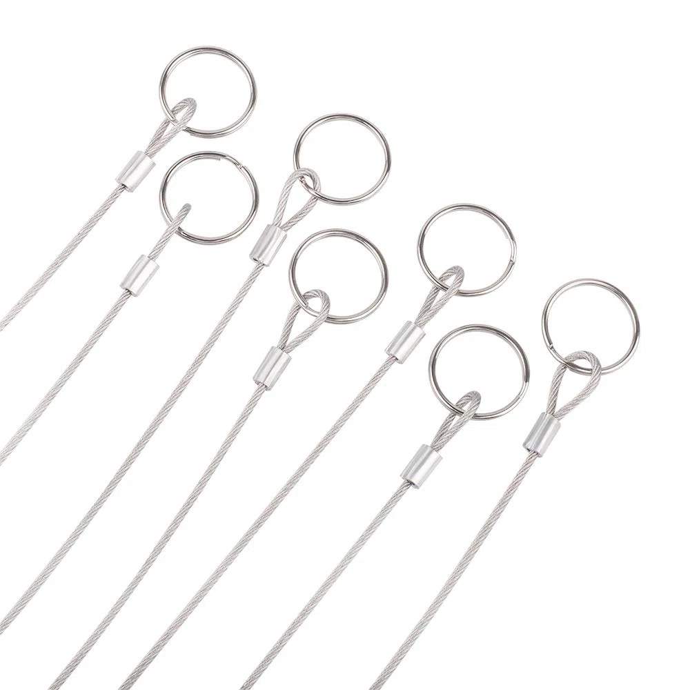 YuCool - 12 cuerdas de seguridad con cordón, cuerda de acero inoxidable 316 de 2 mm con 4 hebillas de elevación para evitar pérdidas y colgar luces modernas