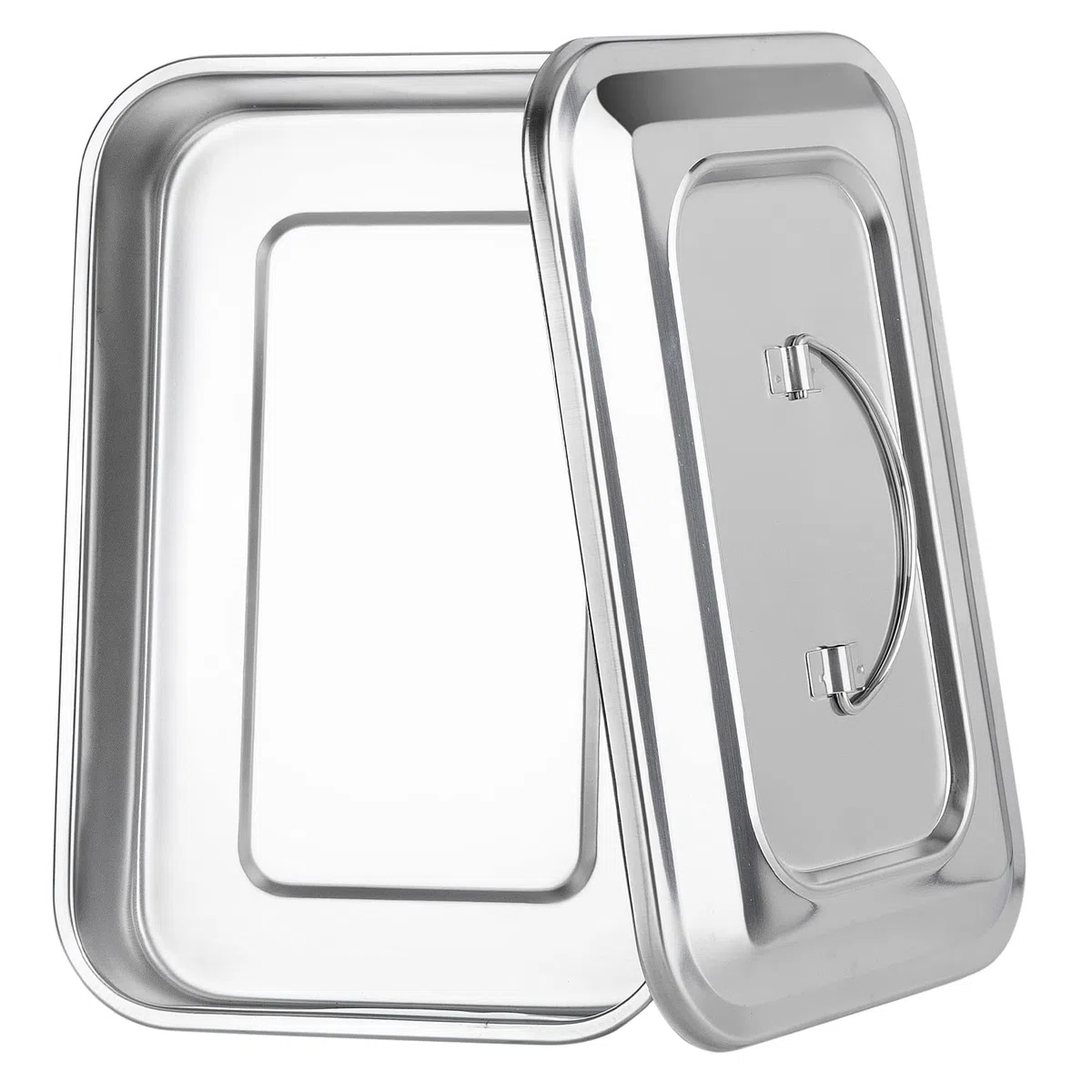 Bandeja de acero inoxidable con tapa, organizador de esterilización médica multifunción, para laboratorio dental y tatuaje, gran soporte para instrumentos quirúrgicos con tapa y asa