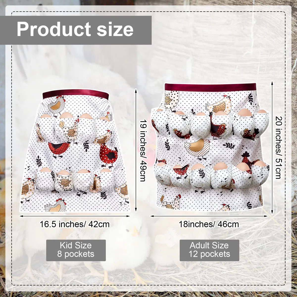 Syhood Delantal de Huevos Delantal de Pollo Regalos de Pascua para Niños Adultos Accesorios de Pollo Decoración de Pascua para Granja Egg Apron
