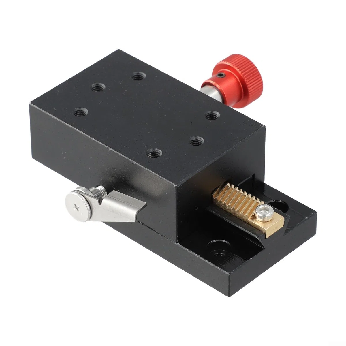 Etapa deslizante manual de cola de milano del eje X de 40 mm, plataforma de traducción lineal de precisión con ajuste fino de piñón de rack, aleación de aluminio CNC para fibra óptica y accesorio de