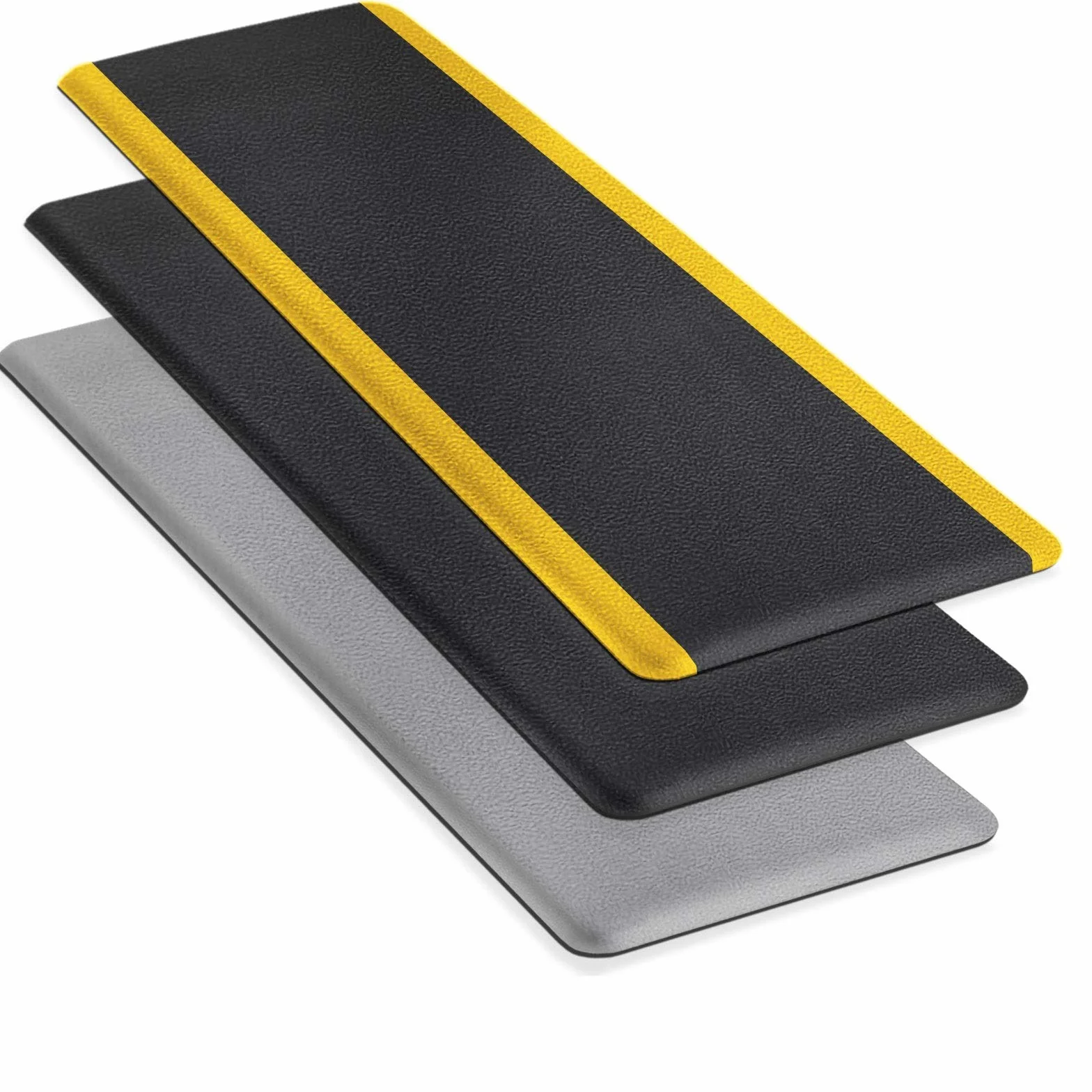 Alfombrilla antifatiga para puestos de trabajo de pie | Alfombrilla de trabajo ergonómica para mayor comodidad al estar de pie y correr | antideslizante y duradera (90 x 50 cm, negro y amarillo)