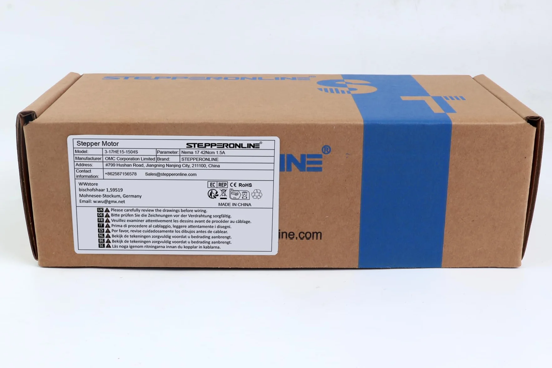 STEPPERONLINE Motor paso a paso Nema 17 Bipolar 42Ncm 1.5A 42x42x39mm 4 hilos con cable de 1m y conector para impresora 3D/fresadora CNC, negro