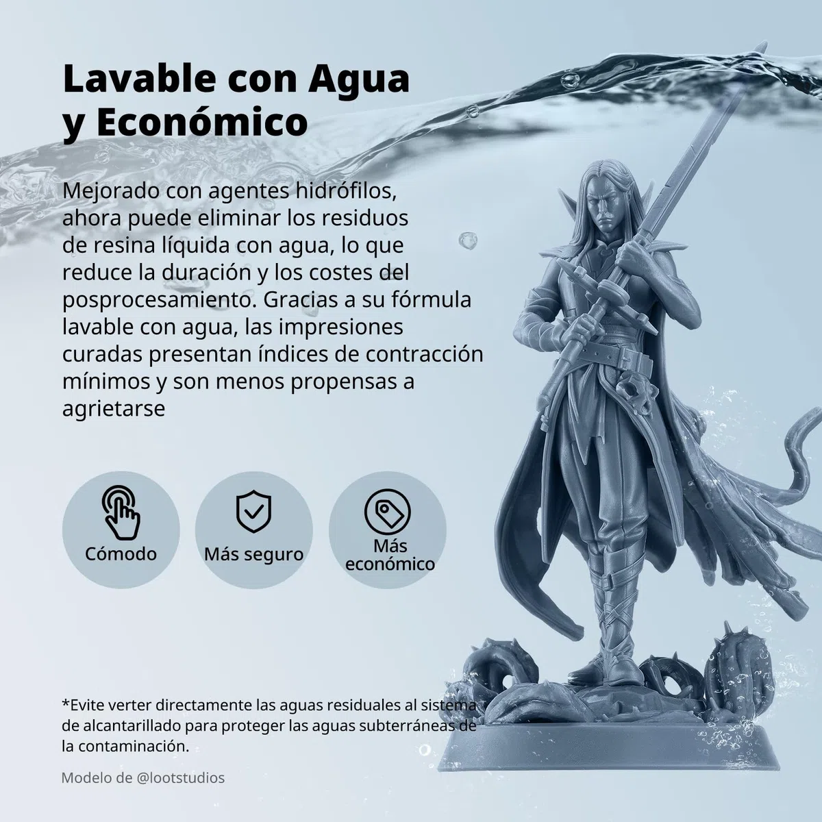 ANYCUBIC Water-Wash ABS-Like 3.0 Resina 3D, Resina Impresoras 3D lavable con Agua, Alta Resistencia y Precisión, Baja Tasa de Contracción, Compatible con Todas las Impresoras 3D Resina LCD(Gris, 1kg)