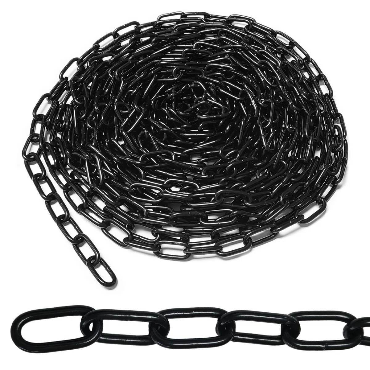 Cadena de acero al carbono de 10 m, cadena de acero de 3 mm de grosor, cadena de eslabones de metal, cadena de seguridad, cadena negra para perros, cadena de lámpara, cadena de columpio, cadena de
