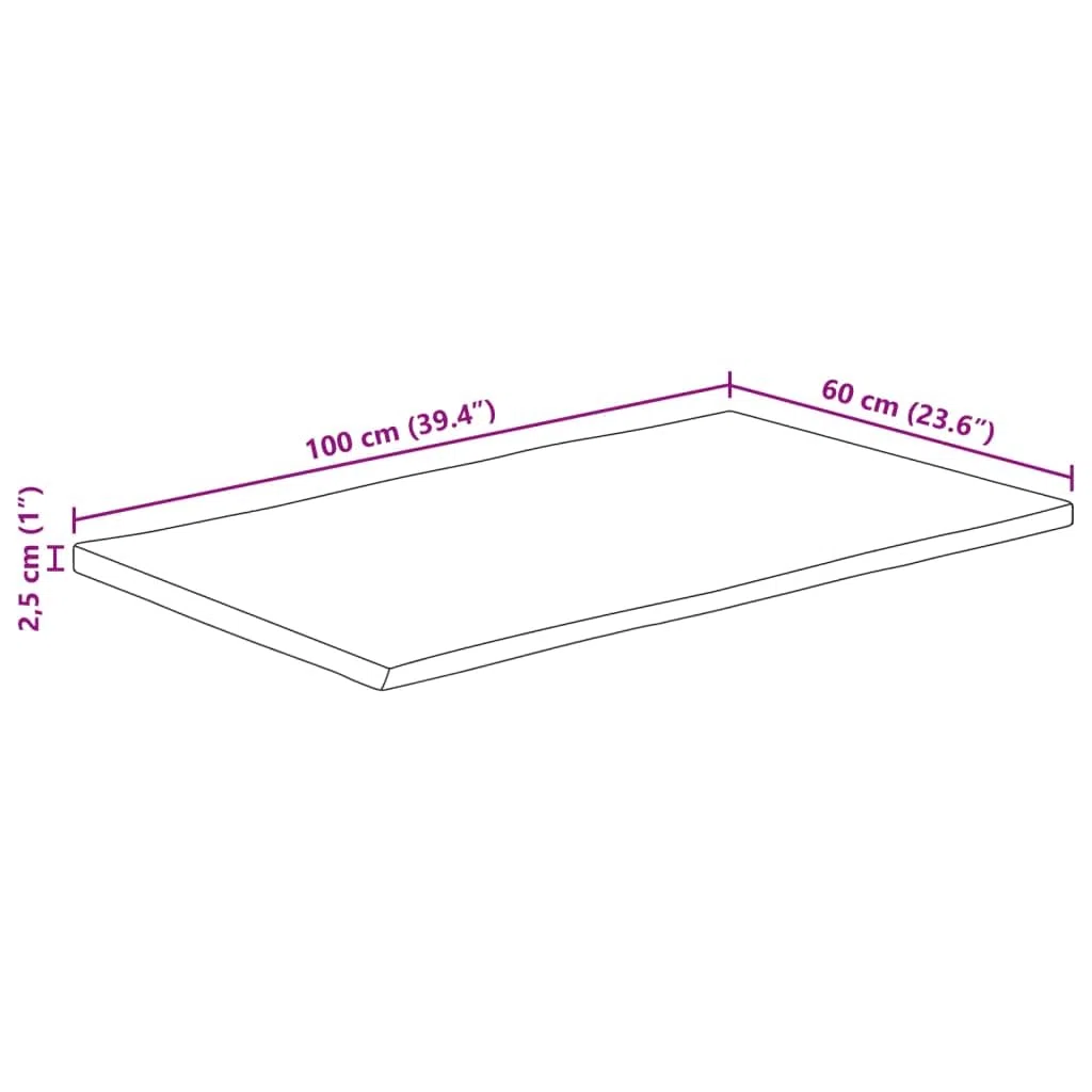 vidaXL Tablero de Mesa Rectangular Borde Natural Acacia 100x60x2,5 cm, Tablero, Tablero de Mesa Rectangular, Tablero de Mesa de Comedor