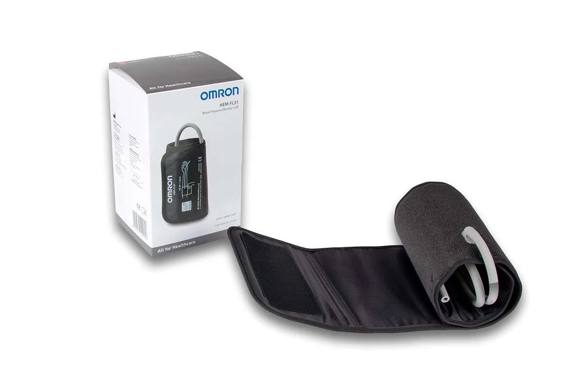 OMRON Intelli Wrap HEM-FL31-E Manguito para medidor de tensión arterial de brazo OMRON, manguito de tensiómetro, brazalate para aparato de tensión arterial, 22-42 cm