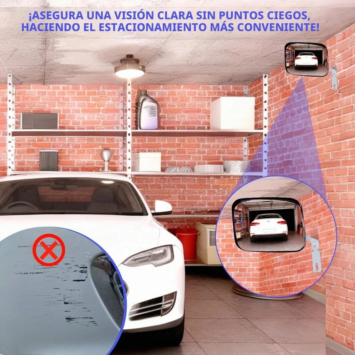 Espejo Convexo de Tráfico 19x16 cm, Espejo para Salida de Garaje con Ángulo Ajustable, Espejo Convexo de Seguridad con Gran Angular en Aparcamientos, Hospitales, Tiendas, Patios y Cruces
