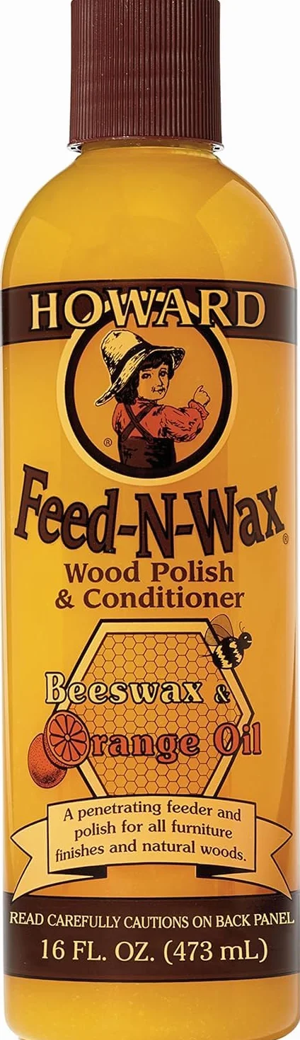 Howard Feed-N-Wax Pulimento y Acondicionador para Madera 473ml - Cera Natural con Aceites - Nutre, Protege y Restaura el Brillo de Muebles - Para Madera Interior