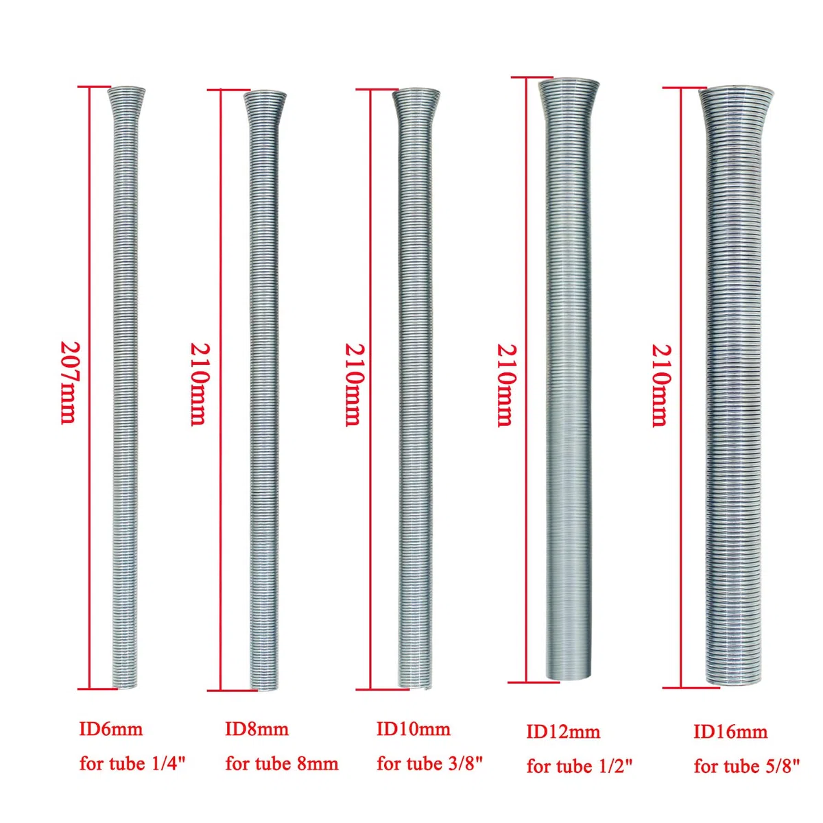 Muelle exterior para curvar tubo multicapa 200mm curvatubos para Tubos Cobre PVC dobladora doblatubos Aire Acondicionado Doblador resorte hidraulico curvador electrico conduit (un conjunto)