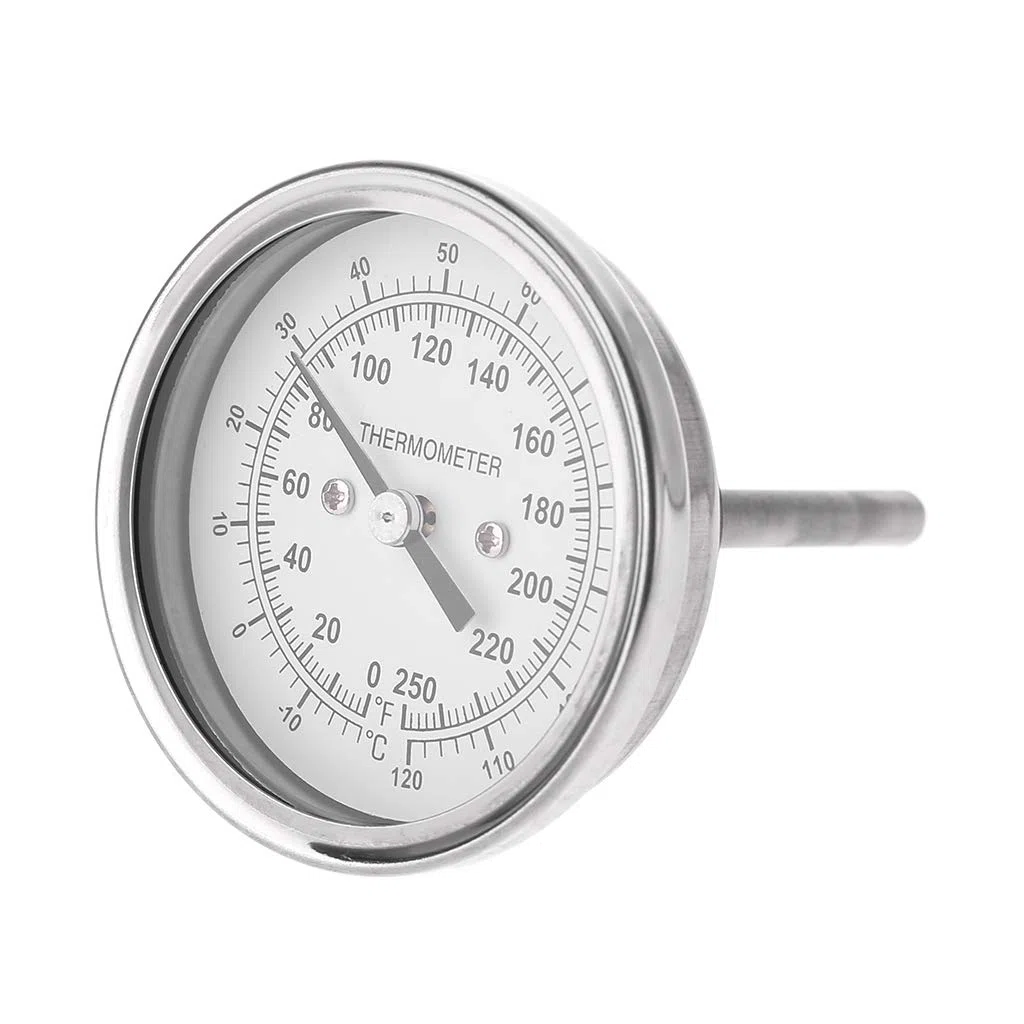 Termómetro de elaboración casera de Acero Inoxidable Celsius Fahrenheit Medidor de Temperatura de destilación de Agua bimetálico 1/2 "NPT (vástago de 2")