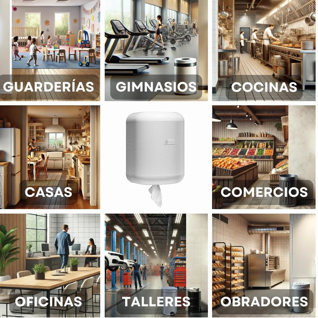 Blancoplata- Dispensador Papel Secamanos para Bobinas de Mecha en contínuo de máximo 210mm, Incluye Llave de Seguridad, Resistente y Duradero.