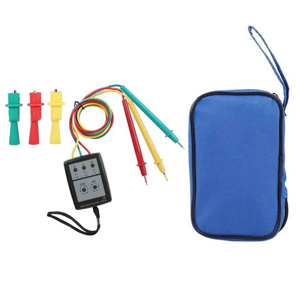Indicador de Fases,Indicador de Rotación de Fases Digital Led,Probador de Rotación de Fases,SP8030 Medidor de Secuencia con Pinzas de Cocodrilo,200 V-480V Diseño Portátil