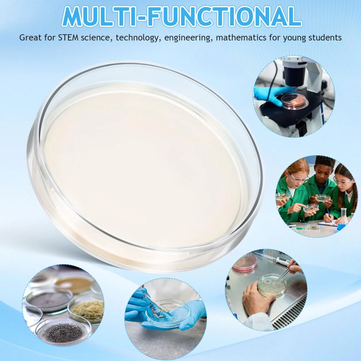ULTECHNOVO Kit De Proyectos Científicos Para Microbiología 10 Piezas Placas De Agar Pre-Vertidas Placas De Petri Para Aprender Microbiología Proyecto Educativo Para La Ciencia.