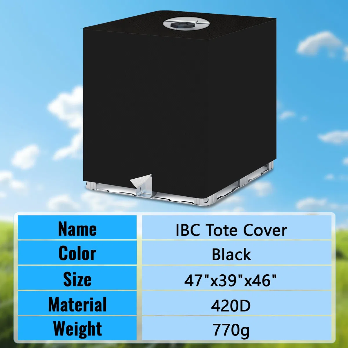 IBC - Cubierta para depósito de agua (1000 L, 420D IBC, impermeable, protector UV, para depósito de agua, para barril de agua de 1000 l, 120 x 100 x 116 cm)