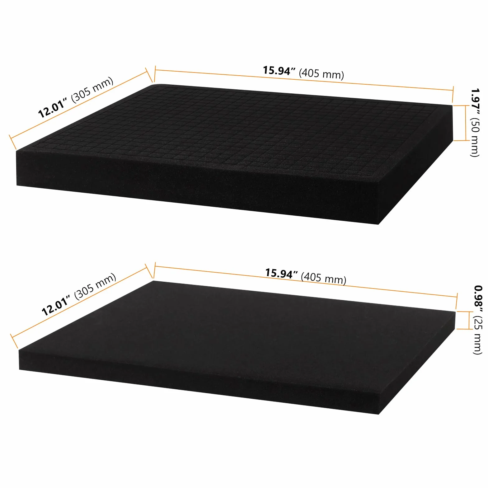 5 Cubos de Espuma de Cuadrícula 405x305mm (2x50mm + 3x25mm) - Espuma de Poliuretano para Maletín de Herramientas y Cámara - Inserción Protectora Cortable