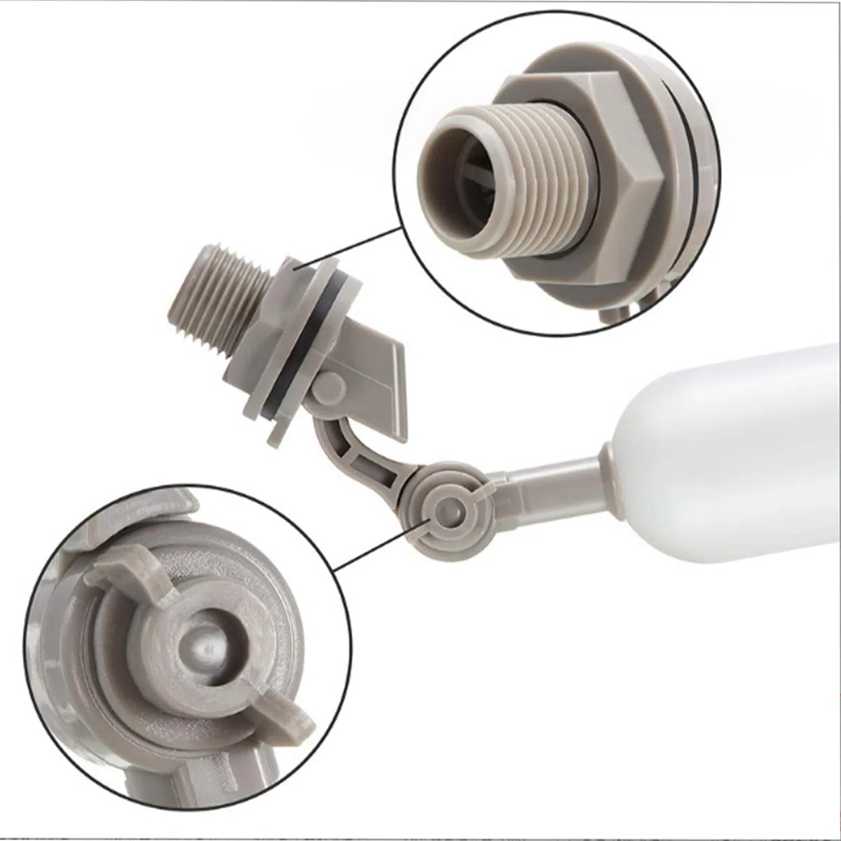 VáLvula de Flotador 1/2 Pulgada, 4 VáLvulas de Flotador, VáLvula de Flotador Autollenante de PláStico con Brazo Ajustable Para Abrevaderos de Ganado, Acuarios, Acuicultura (Gris)