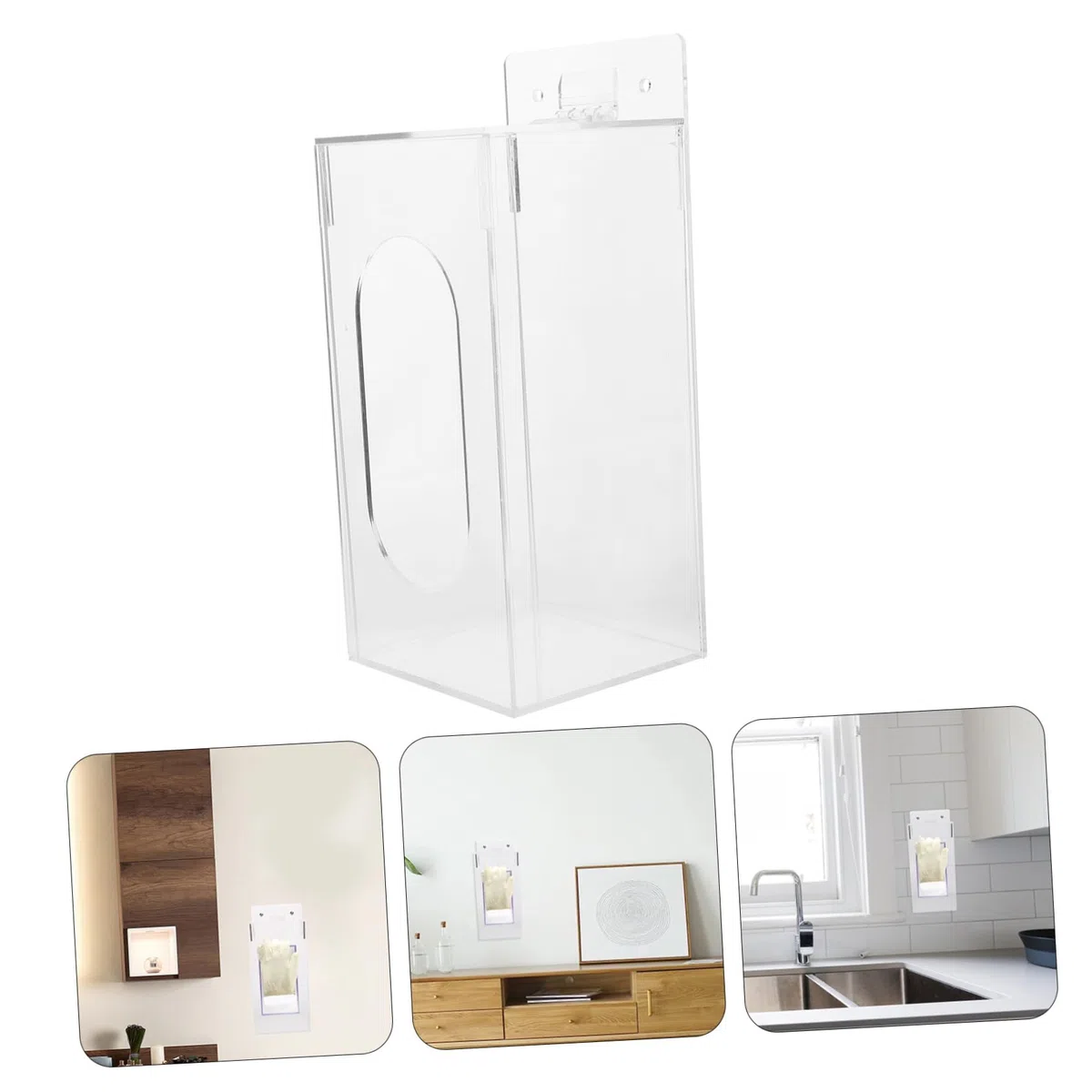 MAGICLULU Dispensador De Guantes Montado En Pared con Material Acrílico Transparente Soporte De Organizador para Laboratorio Oficina Y Servicios De Salud 9.44X3.93X3.74In