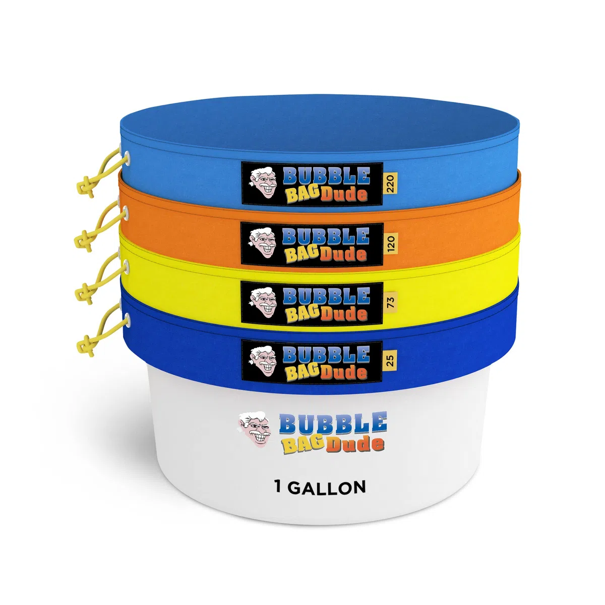 BUBBLEBAGDUDE Bubble Bags - Juego de 4 Bolsas de 1 galón, Kit de extracción de Esencia de Hielo de Hierbas con Pantalla de prensado de 10 x 10 Pulgadas (25 micras) y Bolsa de Almacenamiento
