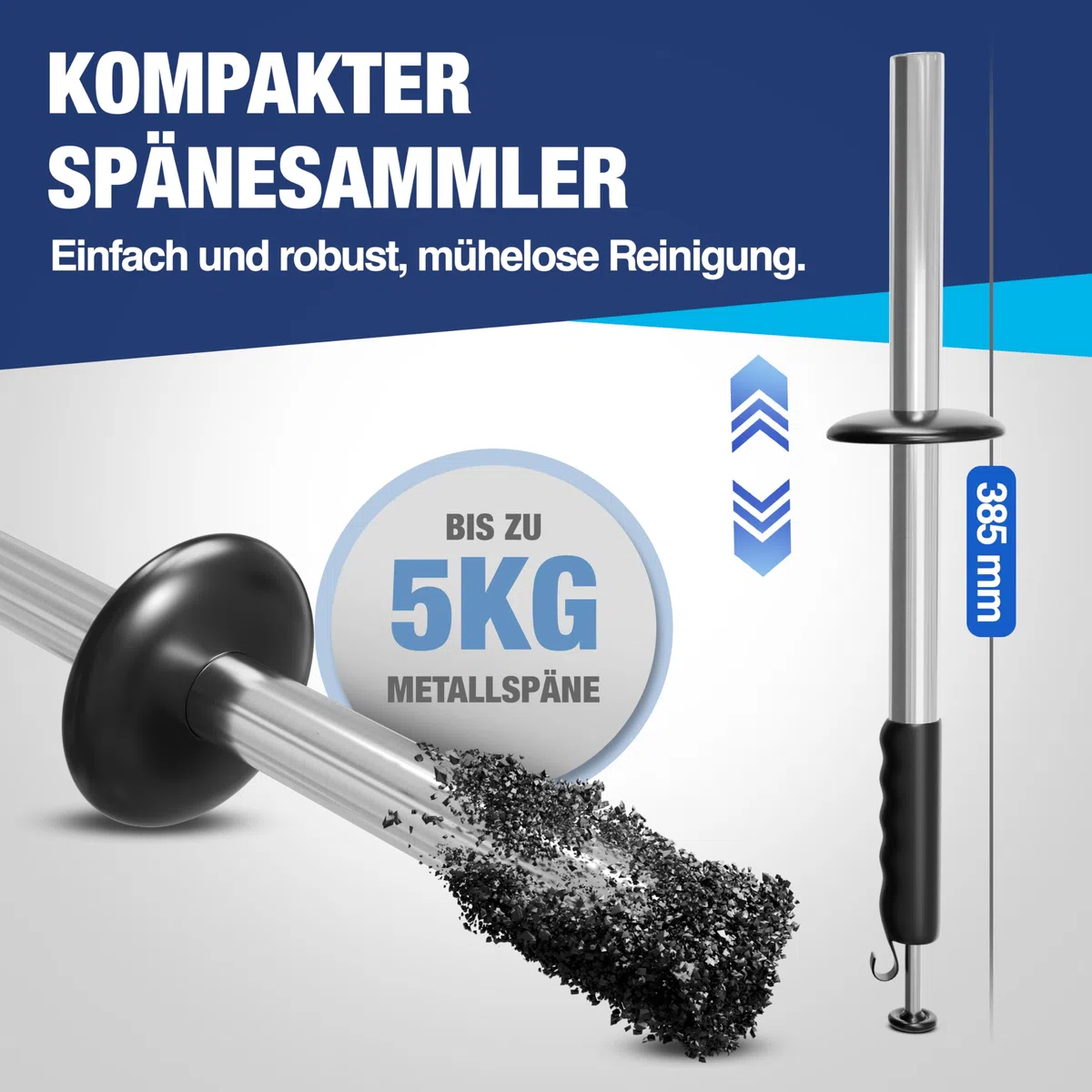 Barra magnética NTG para virutas con capacidad de 5 kg, longitud 385 mm, recogedor magnético para virutas de metal y virutas de cepillado, para virutas metálicas