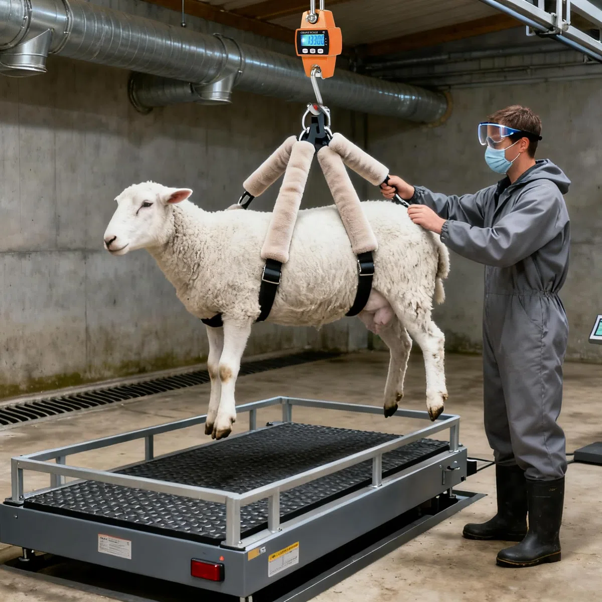 EFUTURETIME Báscula Digital Colgante 300kg, Báscula de Grúa Electrónica Industrial de Industrial con Sensor Preciso y LCD Portátil para Caza, Pesca, Granjas, Fábricas y Muelles, Naranja